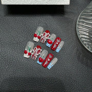 365nails: "Christmas Joy" – 3D Reindeer & Bow Handmade Almond Nails