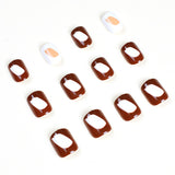 Unhas postiças marrom café, simples, bloco de cor, grafite, peça de unha, produto acabado, atacado, pressione ｜365nails