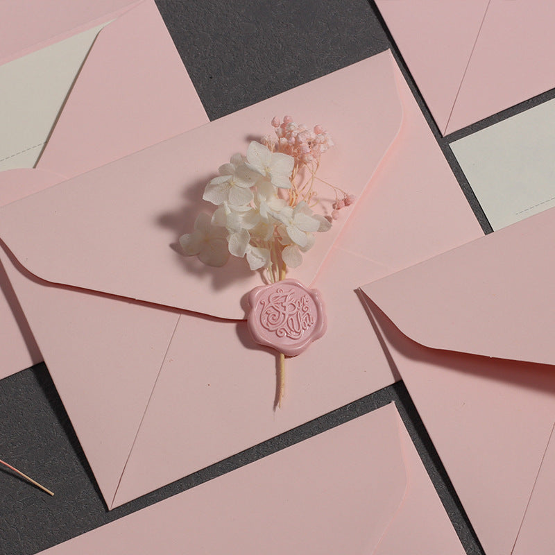 Romantic Blush Pink Envelope With Floral Wax Seal (MOQ=7)