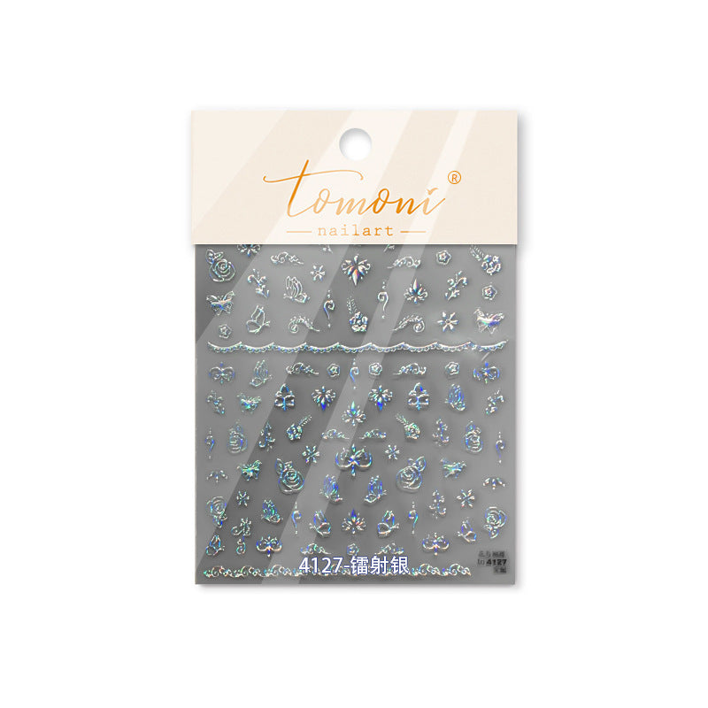 365nails: "블루 골드 플로럴 나비" – 네일 아트 스티커