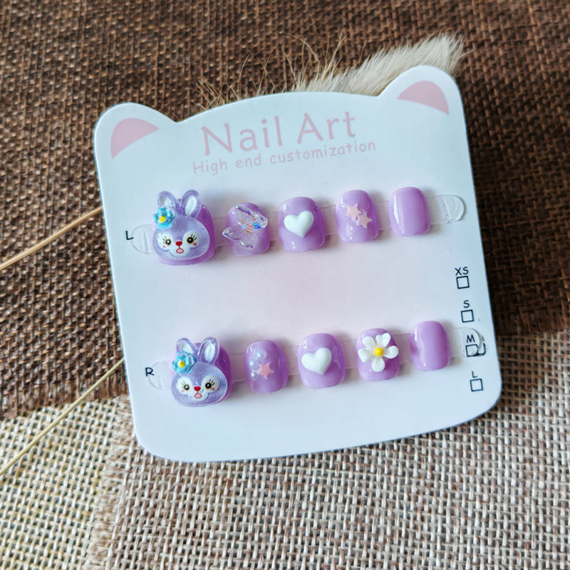 365nails: "pastel stellalou" – short round handmade kids press-on nails