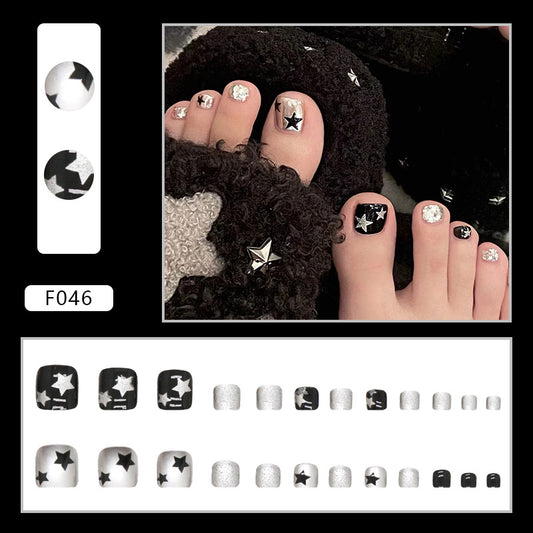 White, sweet, cool and shining stars, wearable Press-on toenails nail ins wind, Spice Girl manicure, fake nail, special nail film for Press-on toenails｜365nails