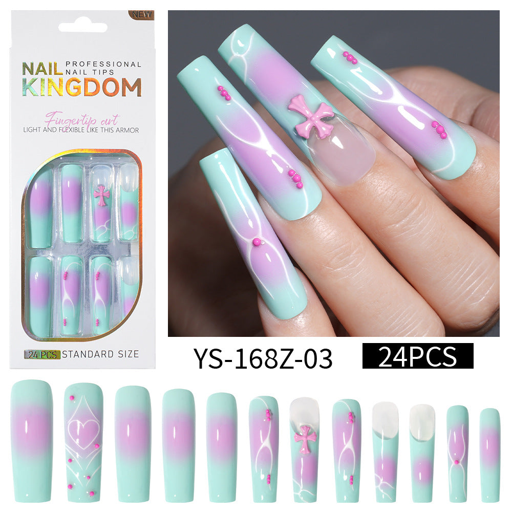 Long press on nails, French versatile patch nail art removable prefabricated fake nail press on nails piece