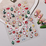 Original Christmas element nail art sticker 5D relief three-dimensional happy Christmas DIY nail sticker jewelry AA