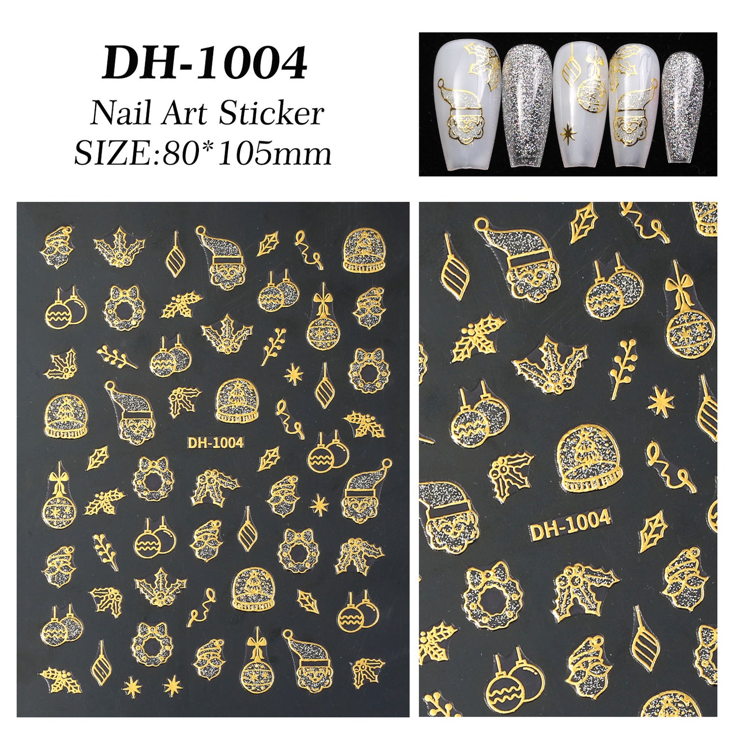 Bronzing glitter christmas nail art sticker flat adhesive snowman christmas DIY nail sticker jewelry DH