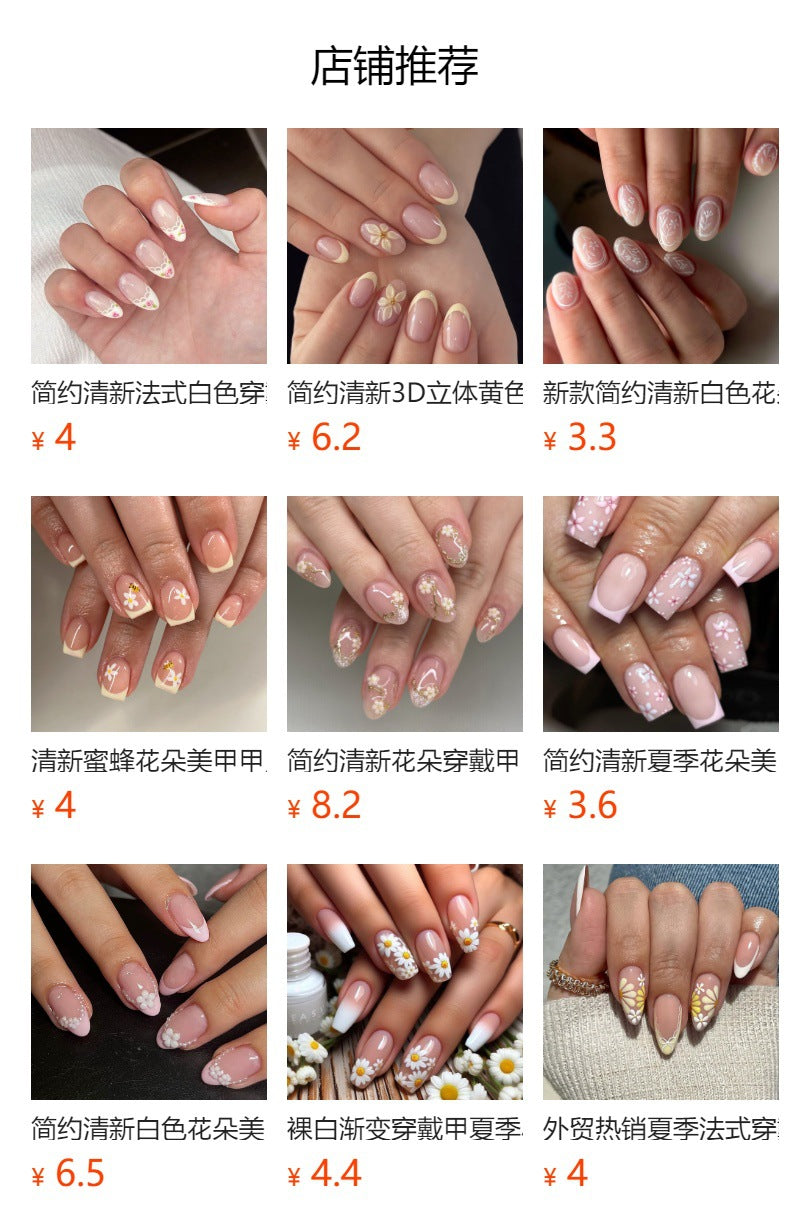 365nails: "Pastel Floral French Stiletto" – Delicate Press-on Nails