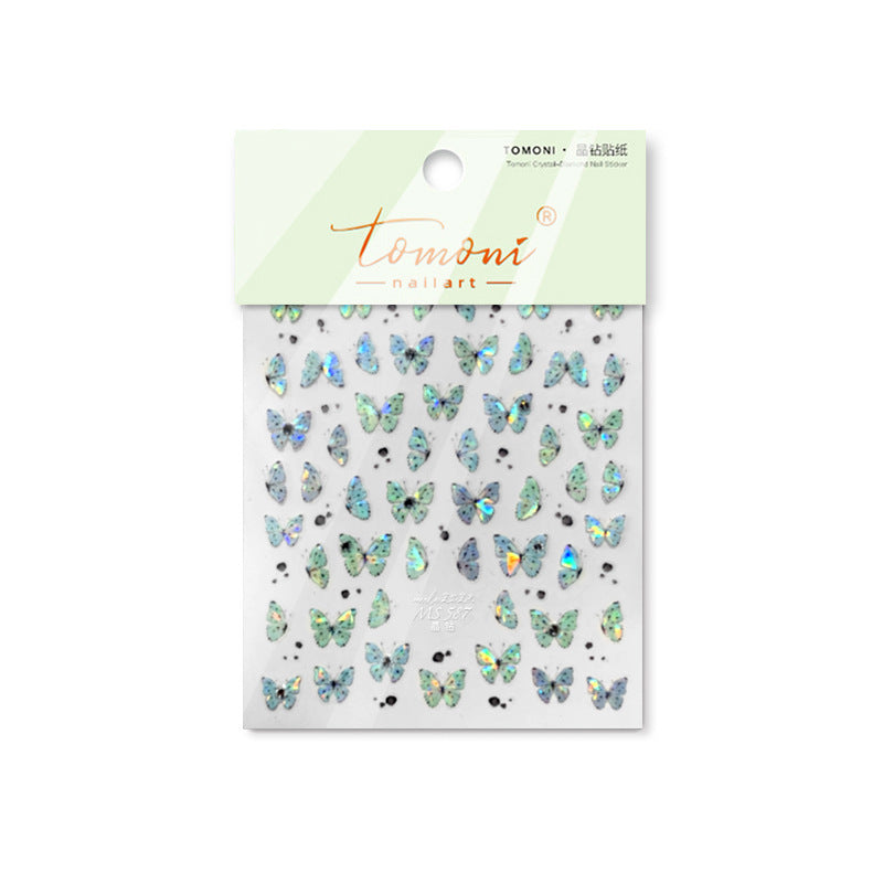 Iridescent Butterfly: "Crystal Flutter" – 5D Crystal Diamond Nail Sticker