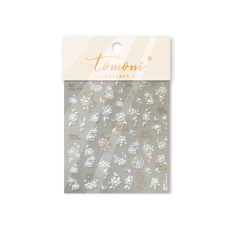 Holographic Mini Flower: "Dainty Pastel Floral" – 5D Embossed Nail Sticker