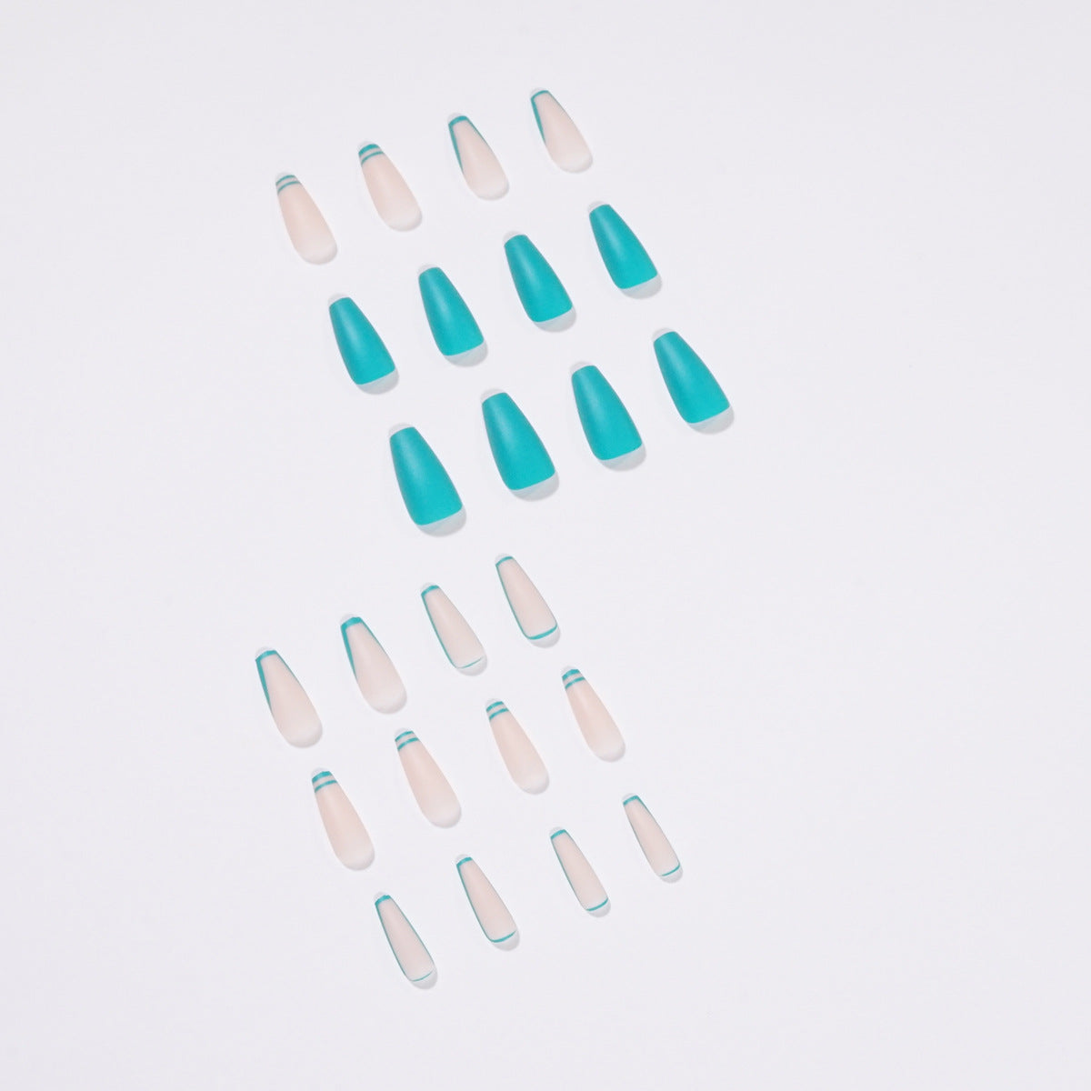 French Wear Nail Lake Blue Nail Art White Unha Postiça Patch de Unha Almofada de Unha Removível Unha Postiça Unhas｜365nails