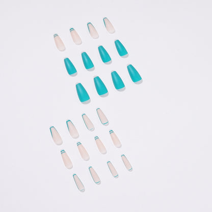 French Wear Nail Lake Blue Nail Art White False Nail Nail Patch Removable Nail Pad False Nail Nail Nails｜365nails