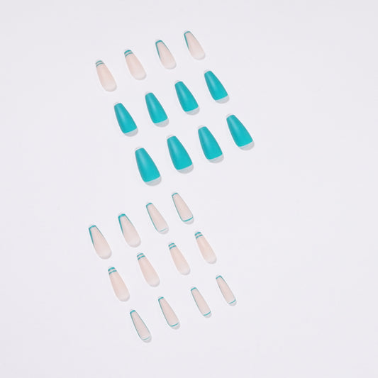 French Wear Nail Lake Blue Nail Art White False Nail Nail Patch Removable Nail Pad False Nail Nail Nails｜365nails