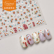 Retro Floral & Polka Dot: "Vintage Flower Patch" – 5D Embossed Nail Sticker