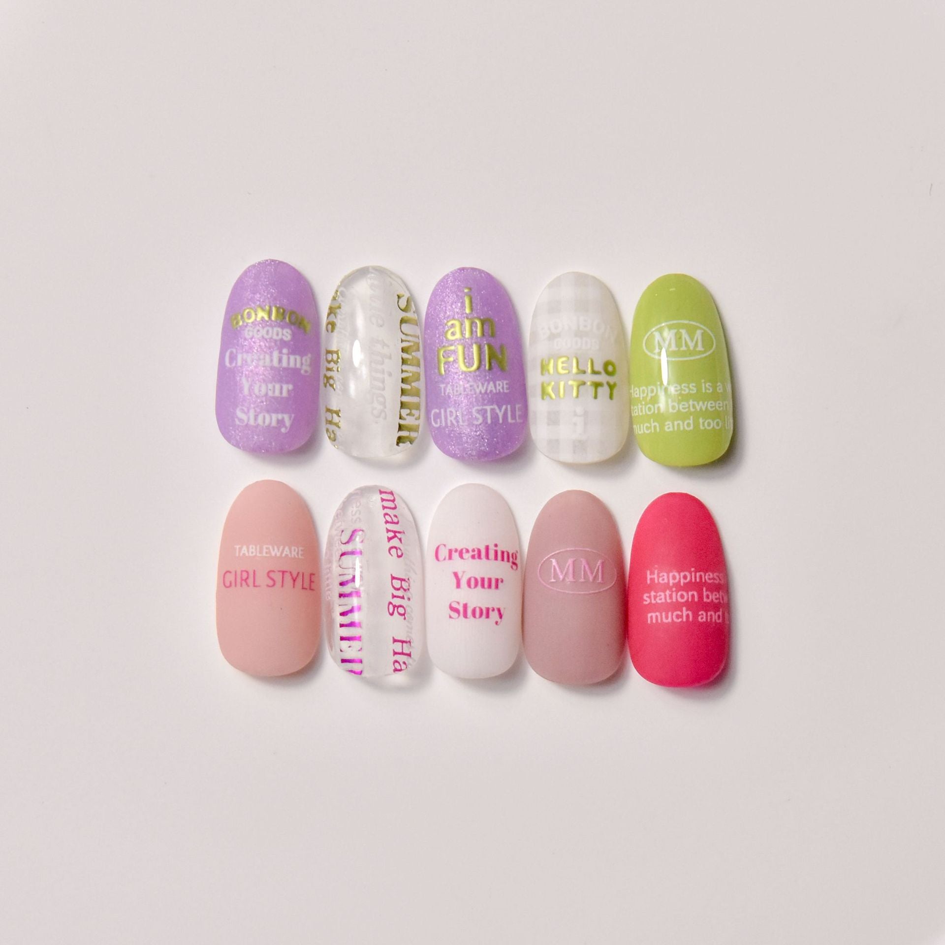 365nails: "Pink Slogan Text Embossed Set" – Nail Art Stickers
