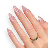 Simple cat eye almond manicure fake nails European and American cross-border short nail film Hailey style advanced sense wearing nail