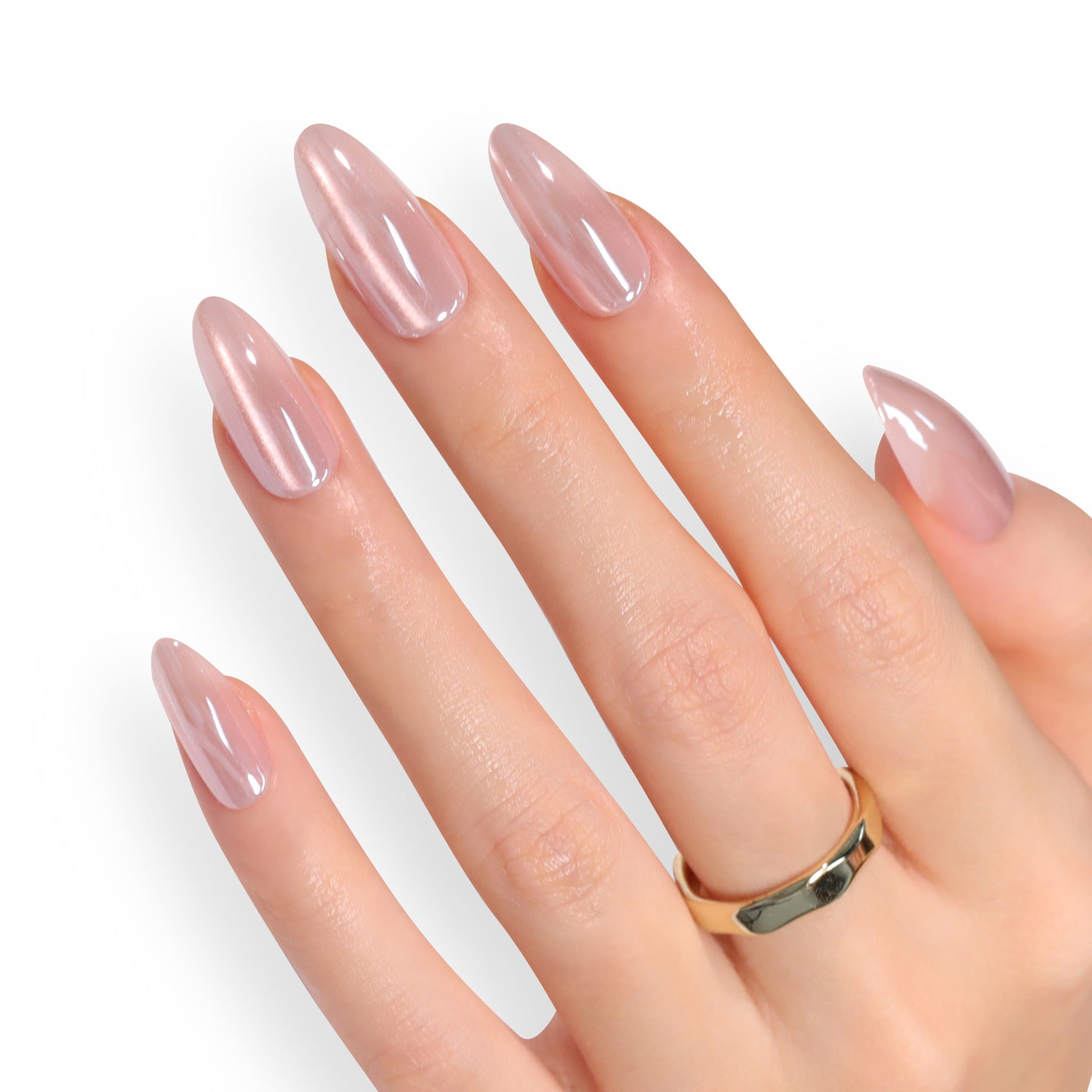 Simple cat eye almond manicure fake nails European and American cross-border short nail film Hailey style advanced sense wearing nail