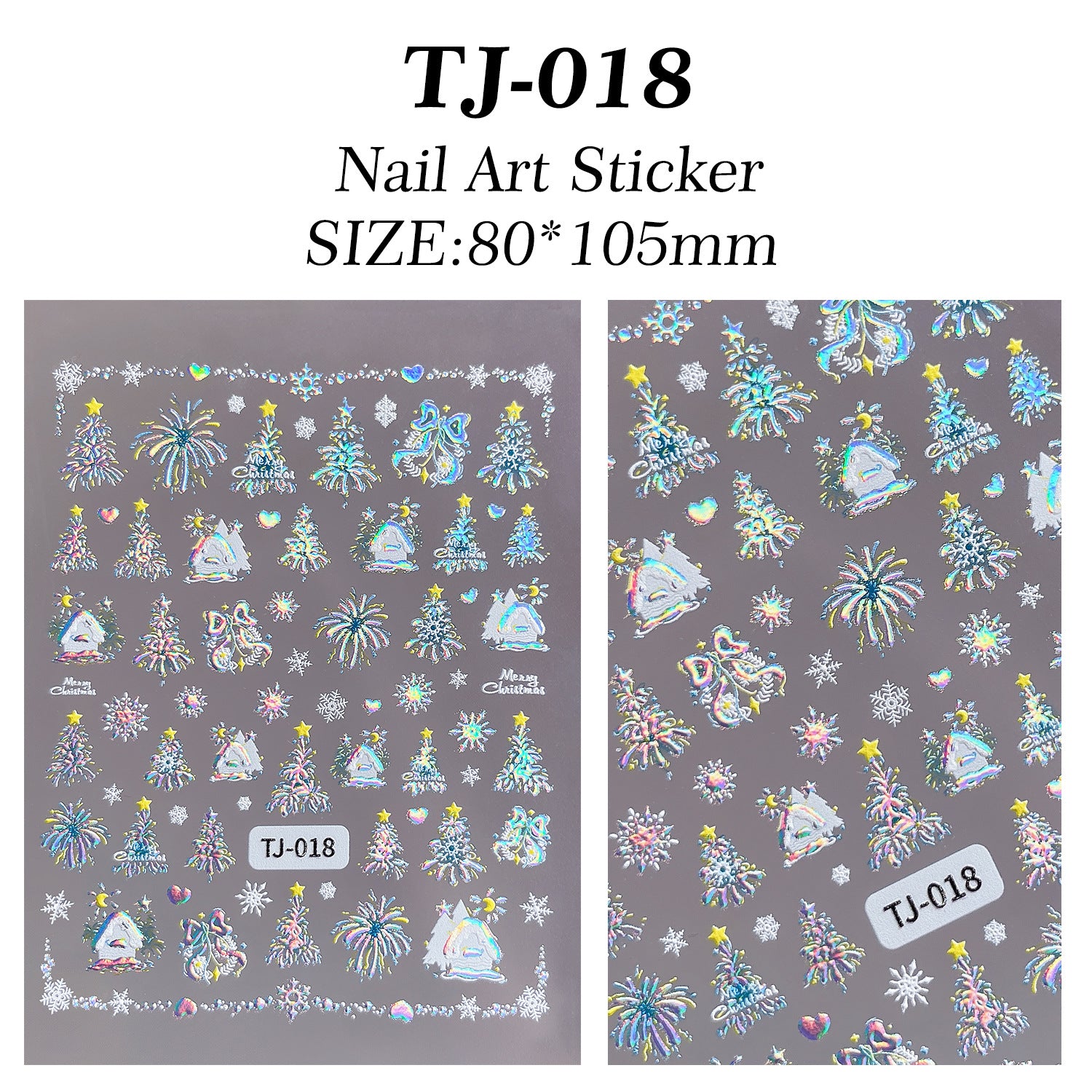 Christmas colorful hut nail art sticker 5D relief three-dimensional Christmas atmosphere nail sticker jewelry TJ model