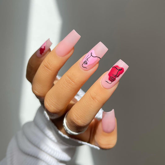 Abstract Face Series Press on nails Graffiti Color Block  Line Nail  Nail  Press on nails Wholesale｜365nails