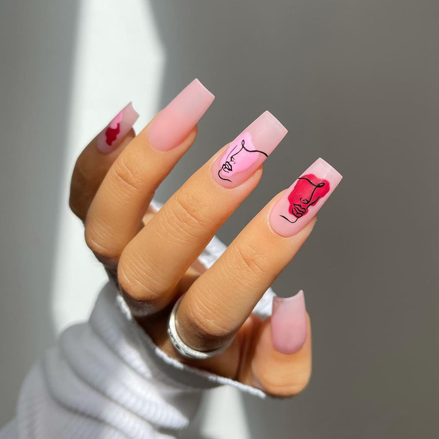 추상 페이스 시리즈 프레스온 네일 그래피티 컬러블록 라인 네일 도매｜365nails