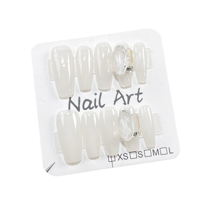 Simple stack of diamonds, handmade press-on nails temperament, high and cold atmosphere, medium and long nail patch, wearable nail sticker.｜365nails