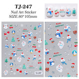 Happy Christmas Nail Art Sticker 5D Embossed Three-dimensional Snowman Christmas Bear DIY Nail Sticker Ornament TJ