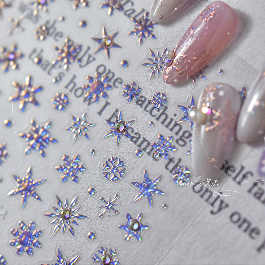 Silver Snowflake Collection: "Crystal Silver Snowflake" – 3D Embossed Nail Sticker