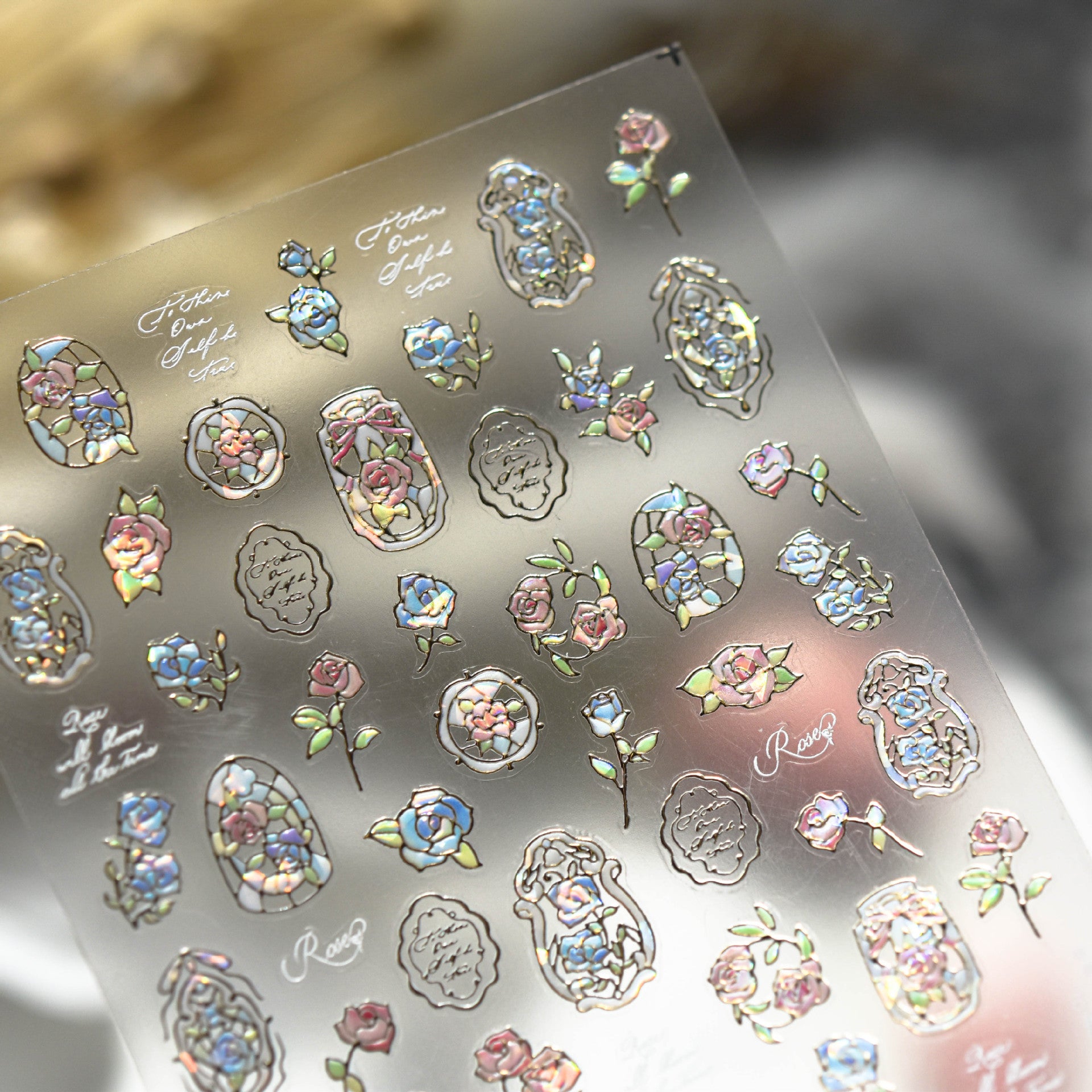 Mother-of-Pearl Vintage Rose Collection: "Vintage Baroque Rose" – 3D Embossed Nail Sticker