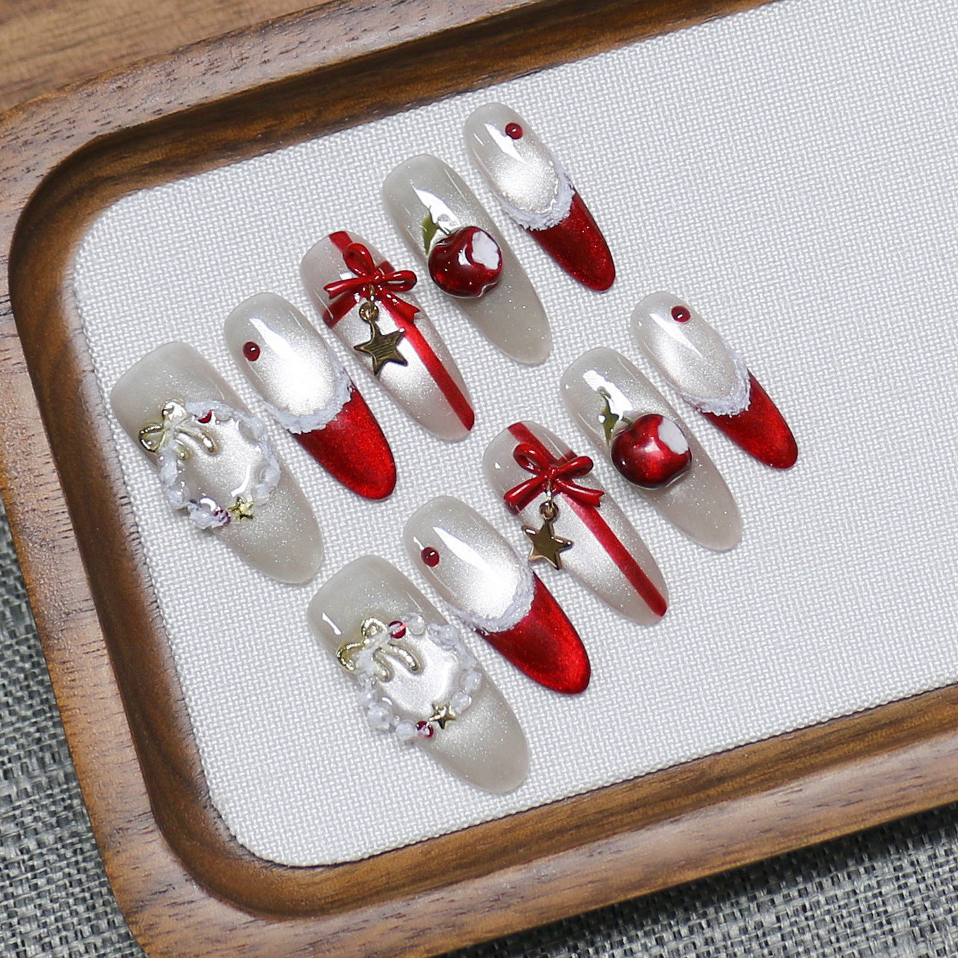 New christmas handmade press-on nails holiday new year