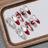 New christmas handmade press-on nails holiday new year