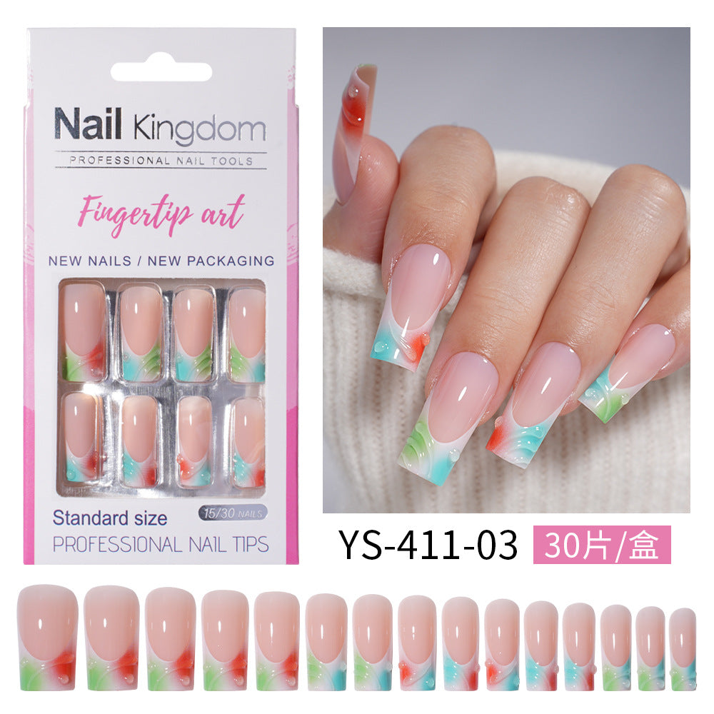 Press on nails advanced sense belt drill three-dimensional detachable nail art Spice girl fake nail press on nails wholesale