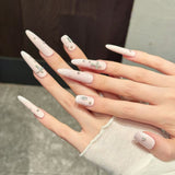 Elegant Pink Crystal Cross Glam Nails