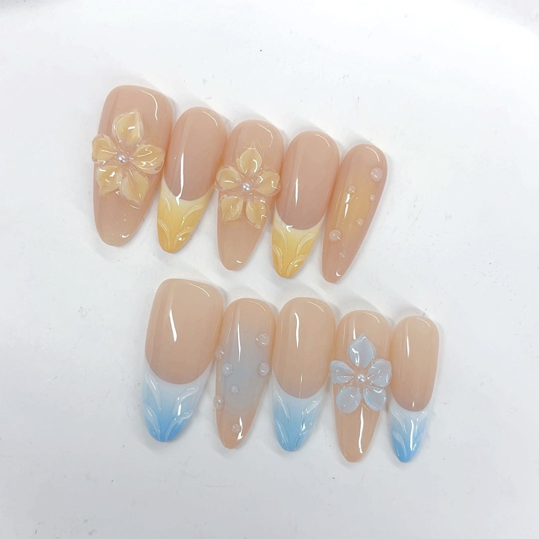 Dual Bloom: "Sun & Sea" – Almond Press-Ons
