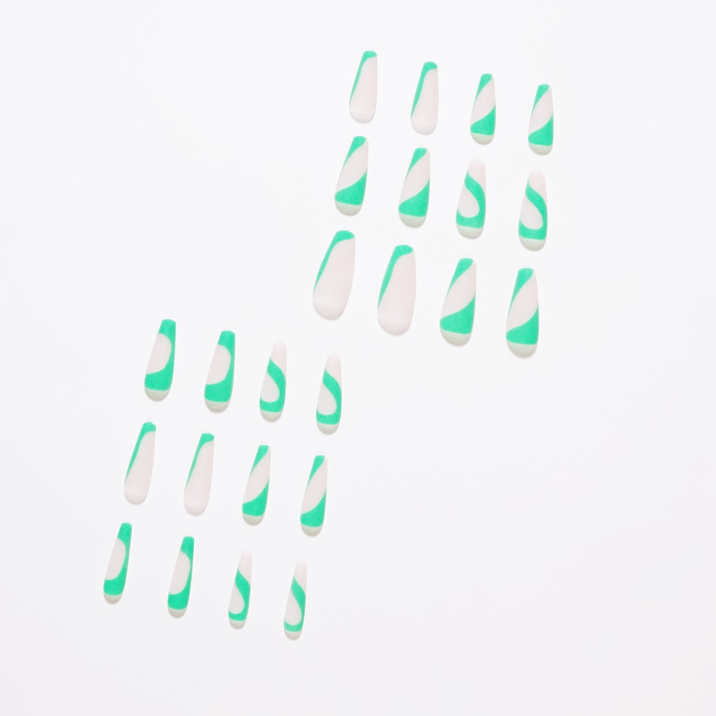 Bamboo green French False nails Wear nail art Finished fake nail nail art patch nail piece Removable nail piece｜365nails