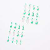 Uñas postizas francesas de bambú verde, para usar arte de uñas, uñas postizas terminadas, parche de arte de uñas, pieza de uña, pieza de uña removible｜365nails