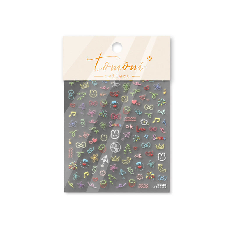 3D Embossed Nail Stickers – Whimsical Collection