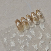 365nails: "화이트 엠보스 꽃·잎" – 네일 아트 스티커