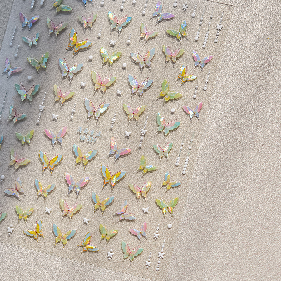 365nails: "Borboleta Holográfica Furta-cor" – Adesivos para Unhas