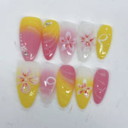 Summer Bloom: "Mango Lily" – Almond Press-Ons