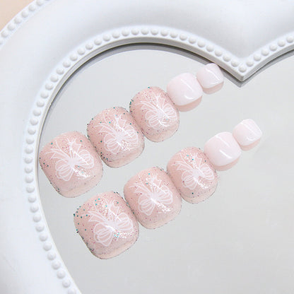 Arco dulce y suave, refrescante y moderno, destello fino versátil, uñas de los pies, uñas removibles y usables｜365nails