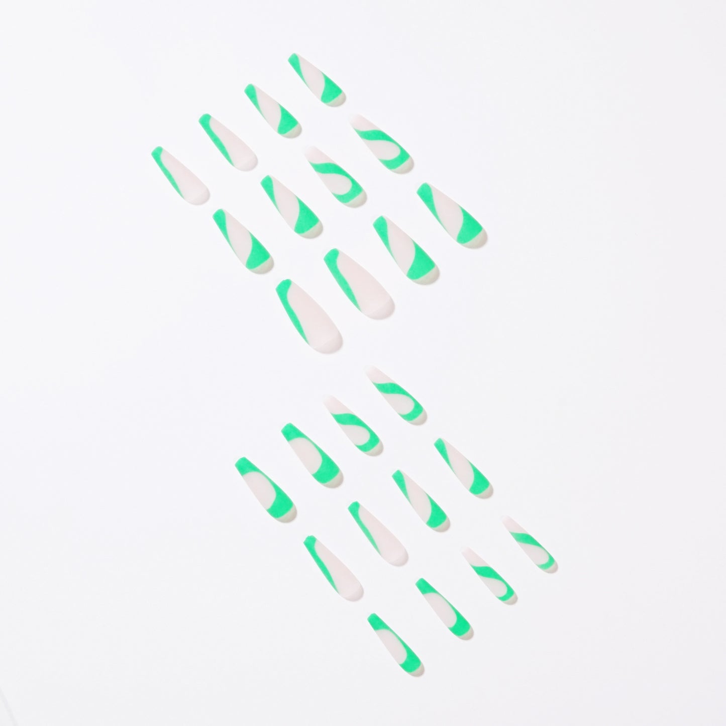 Bamboo green French False nails Wear nail art Finished fake nail nail art patch nail piece Removable nail piece｜365nails