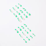 Uñas postizas francesas de bambú verde, para usar arte de uñas, uñas postizas terminadas, parche de arte de uñas, pieza de uña, pieza de uña removible｜365nails
