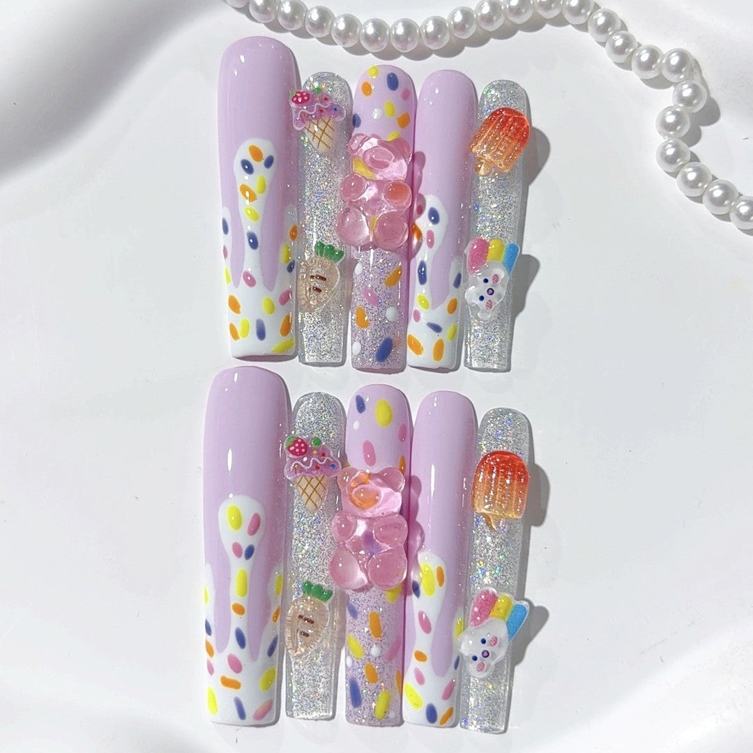 Pastel Ice Cream Candy Cute Press On Nails
