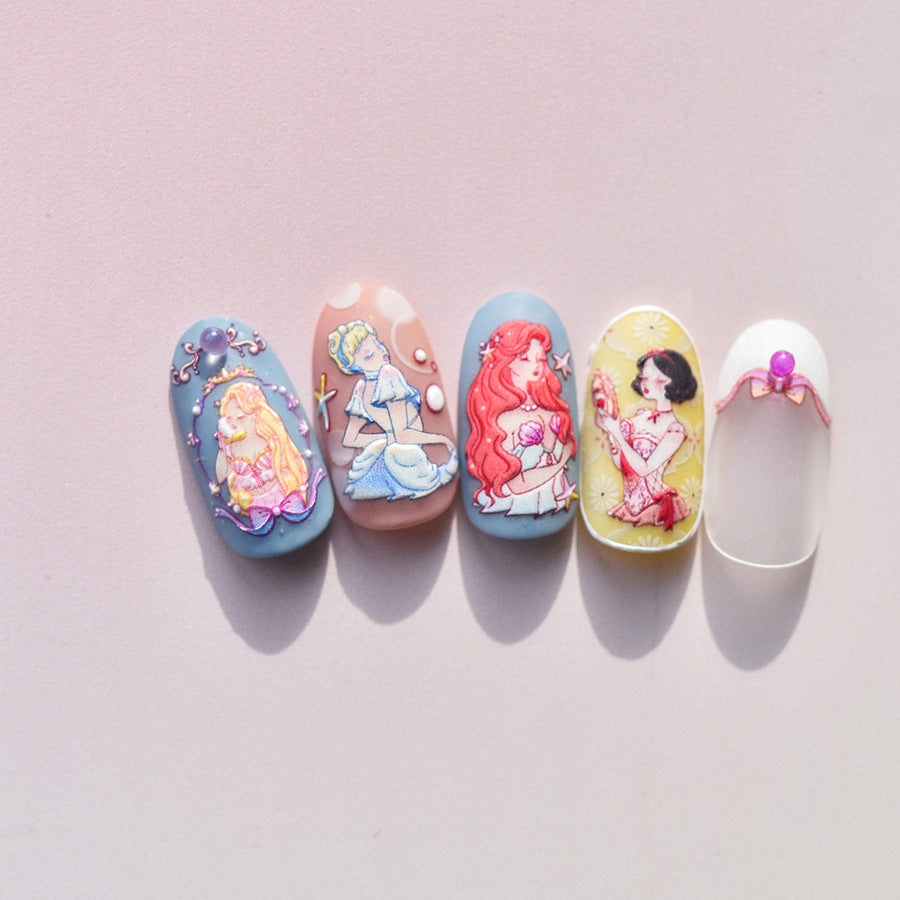 Disney Princess Nail Stickers – 5D Embossed Fairytale Set