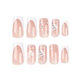 Unhas postiças removíveis com adesivo de pressão, produto final, unha postiça de borboleta com diamante flash, atacado ｜ 365nails