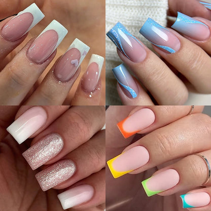 Nail Tips Transparent nail piece semi-sticker, light sticker, square nail 504 pieces, boxed, seamless and light , specially for patch-worn nail pieces