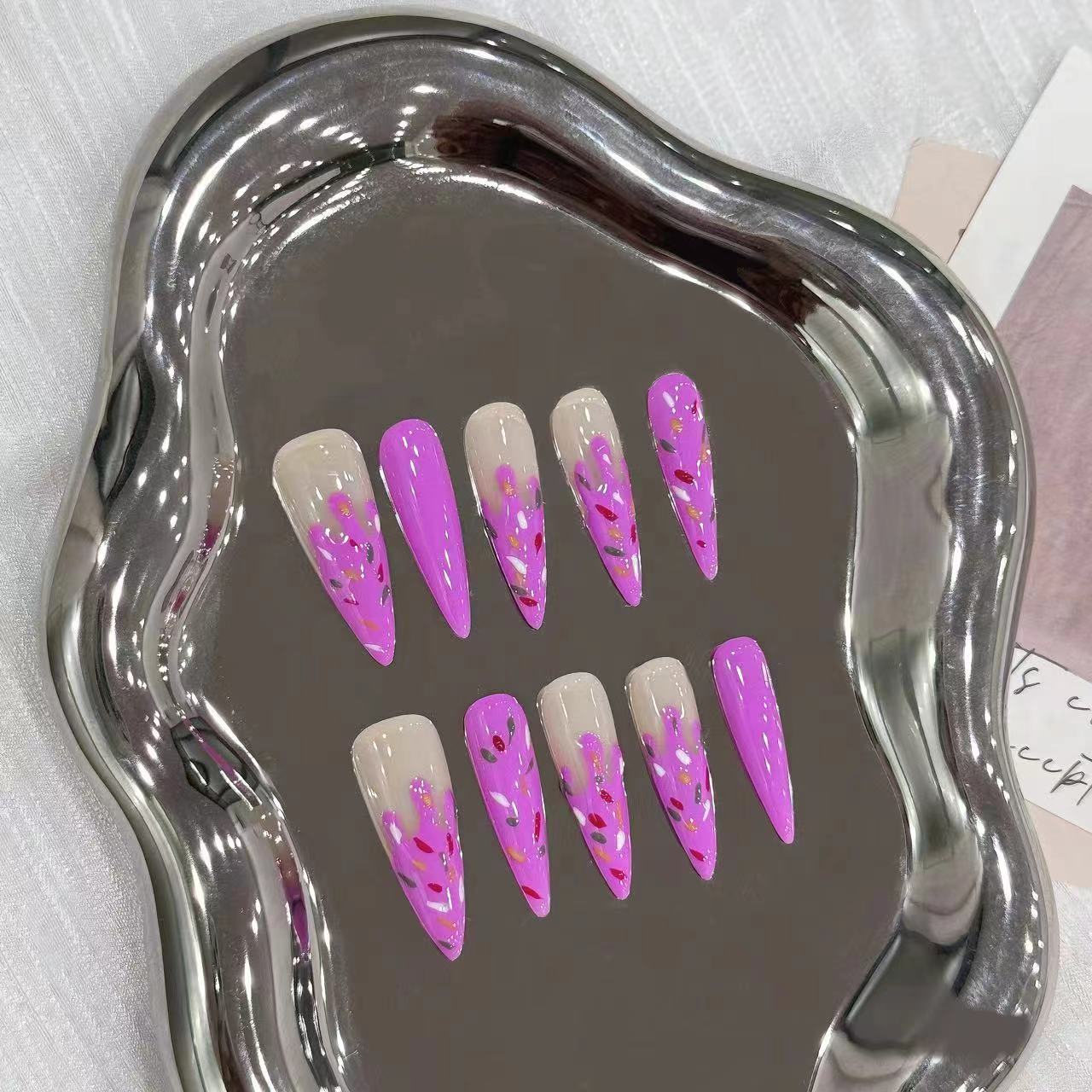 Pure handmade press on nails   nail art fake nails beauty | 365nails