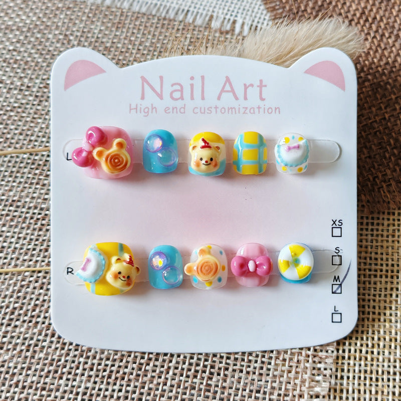 365nails-Winnie the Pooh Kids Series: "Honey Pot Party" – Short Square Kids Nail Art