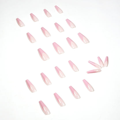 Unhas postiças francesas pequenas em V rosa, com remendo para unhas, acabamento em nail art, unhas postiças removíveis｜365nails