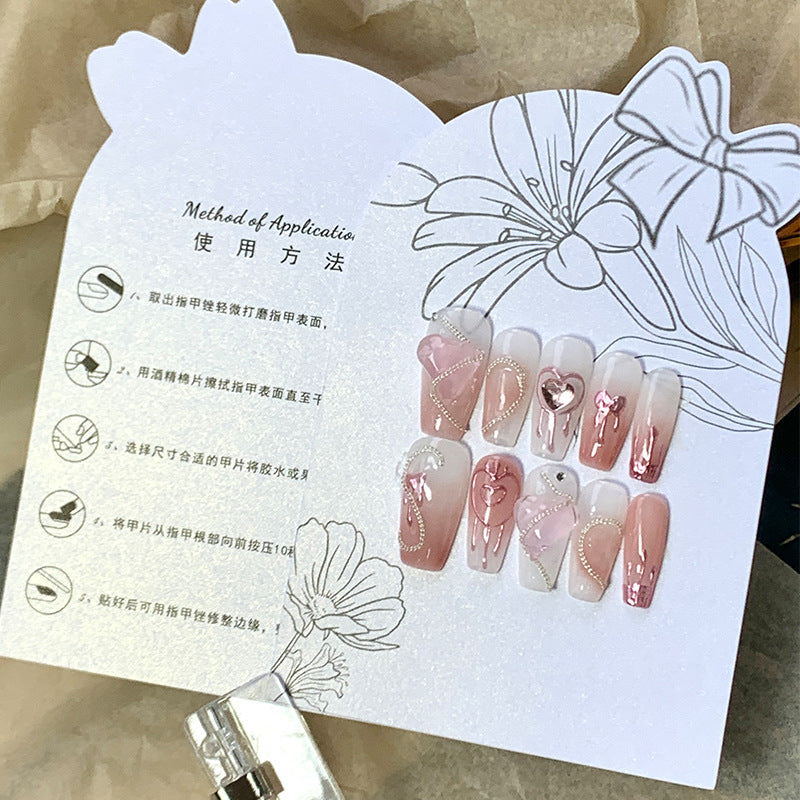 Pink Gradient Cotton Texture Nail Display Card – Elegant Press‑On Nail Packaging Background Card