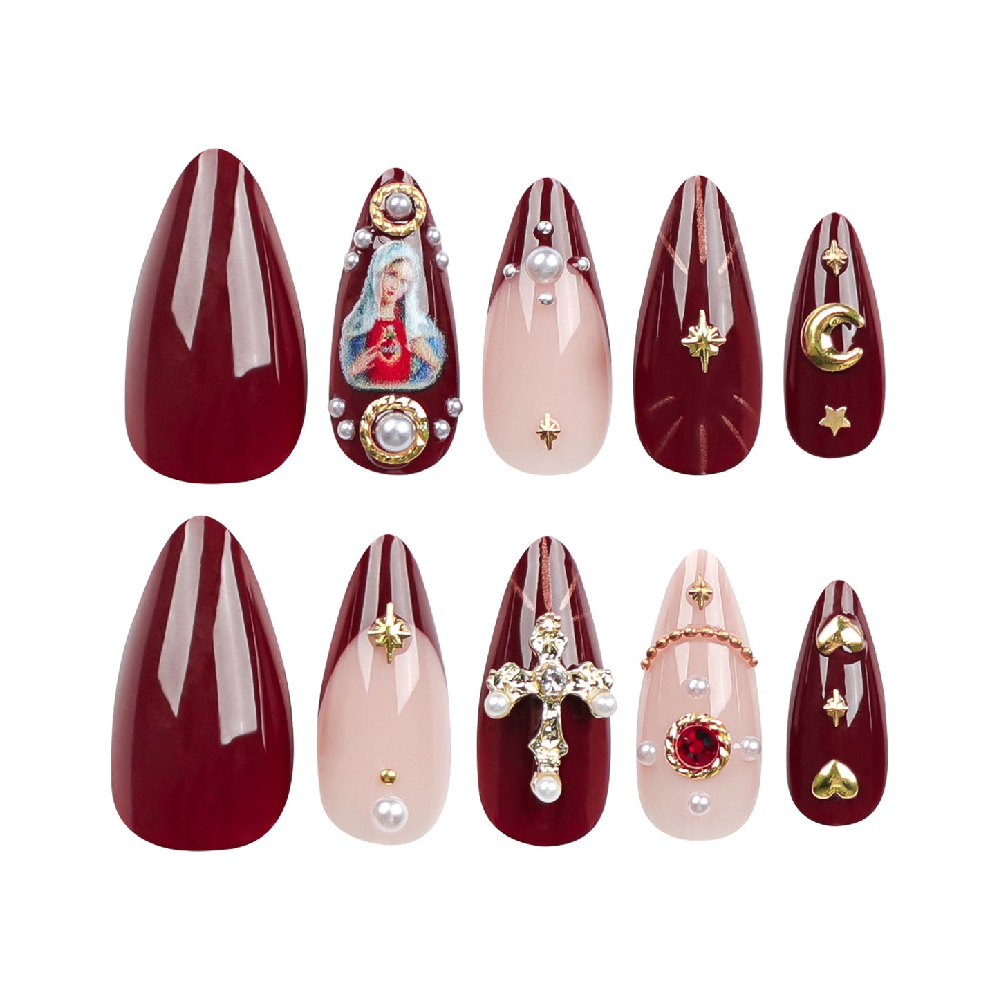 Europe and the United States popular nail art  cross flash diamond explosion flash wearable  finished product wholesale star and moon ｜365nails