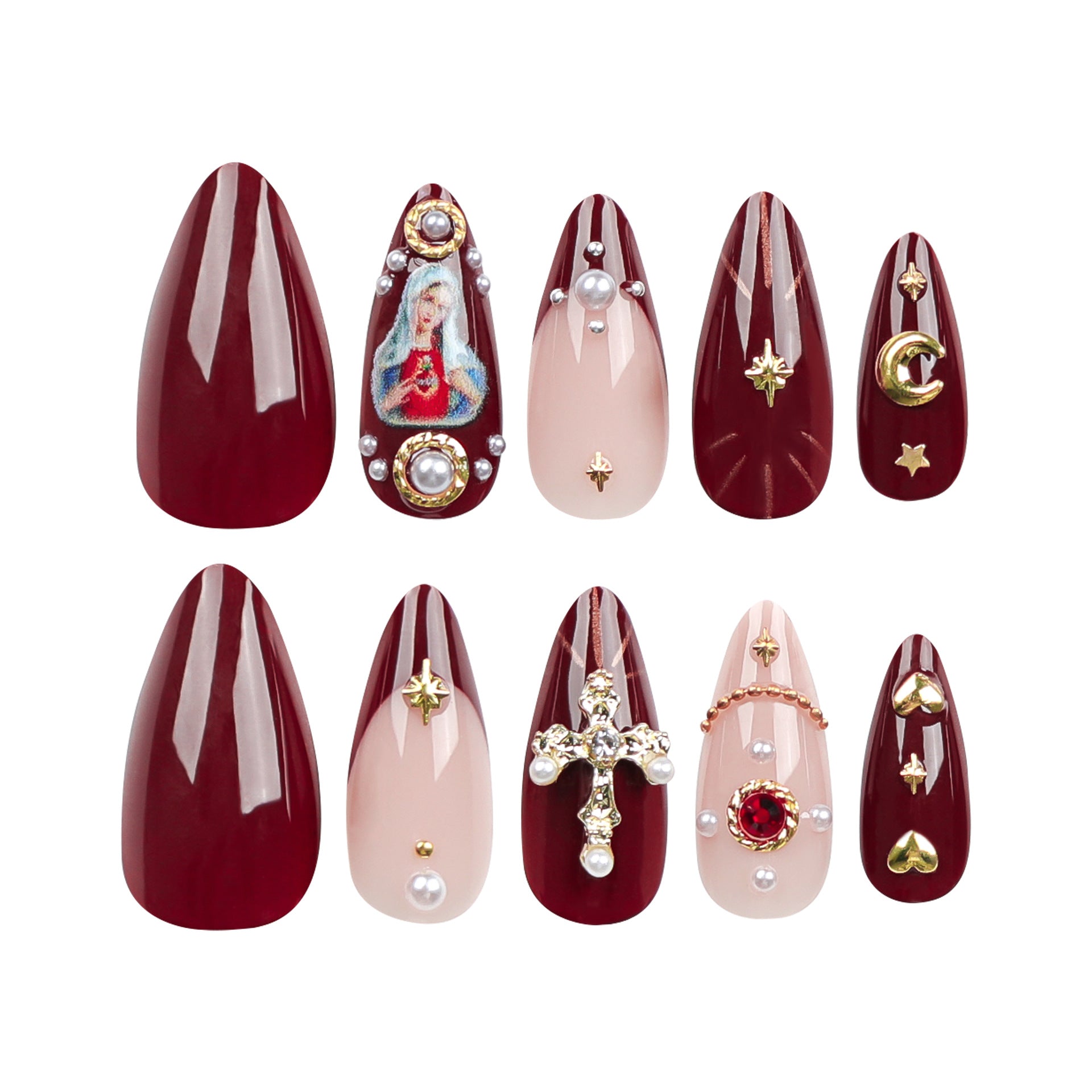 歐美熱賣 星月交叉爆閃水鑽 指甲藝術 可穿戴 成品 批發｜365nails